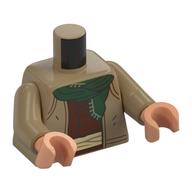 Torse, veste, garniture orange foncé, chemise brun rougeâtre, motif : écharpe vert foncé, bras beige foncé, mains nougat (Torso, Jacket, Dark Orange Trim, Reddish Brown Shirt, Dark Green Scarf Print, Dark Tan Arms, Nougat Hands)