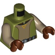 Torse, chemise ouverte avec ceinture utilitaire, motif imprimé triangle jaune et boucle (Kanan Jarrus), bras beige foncé, mains brun rougeâtre (Torso, Open Shirt with Utility Belt, Yellow Triangle and Buckle Print (Kanan Jarrus), Dark Tan Arms, Reddish Brown Hands)