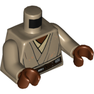 Torse, robe, maillot de corps beige, motif imprimé ceinture marron rougeâtre (Mace Windu), bras beige foncé, mains brun rougeâtre (Torso, Robes, Tan Undershirt, Reddish Brown Belt Print (Mace Windu), Dark Tan Arms, Reddish Brown Hands)