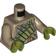 Visuel indicatif Rebrickable de Torse, Veste avec ceinture utilitaire avec munitions, Motif imprimé épaule (Trooper Résistance), bras beige foncé, Vert olive (Torso, Jacket with Utility Belt with Ammo, Shoulder Strap Print (Resistance Trooper), Dark Tan Arms, Olive Green)