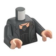 Torse, veste, robe noire, poitrine de nougat clair, motif imprimé pendentif argent, bras gris bleuté foncé, mains nougat clair (Torso, Jacket, Black Dress, Light Nougat Chest, Silver Pendant Print, Dark Bluish Gray Arms, Light Nougat Hands)