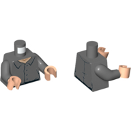 Visuel indicatif Rebrickable de Torse, Chemise, Boutons et col motif imprimé, bras gris bleuté foncé, mains nougat clair (Torso, Shirt, Buttons and Collar Print, Dark Bluish Gray Arms, Light Nougat Hands)