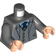 Visuel indicatif Rebrickable de Torse, veste, gilet, Boutons dorés, Badge 'M', chemise bleu moyen, motif : cravate bleu foncé, bras gris bleuté foncé, mains nougat clair (Torso, Jacket, Vest, Gold Buttons, 'M' Badge, Medium Blue Shirt, Dark Blue Tie Print, Dark Bluish Gray Arms, Light Nougat Hands)