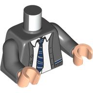 Visuel indicatif Rebrickable de Torse, veste, chemise blanche, cravate bleu ciel/bleu clair, motif imprimé Poudlard ravinclaw uniforme, bras gris bleuté foncé, mains nougat clair (Torso, Jacket, White Shirt, Fark Blue/Bright Light Blue Tie, Hogwarts Ravenclaw Uniform Print, Dark Bluish Gray Arms, Light Nougat Hands)