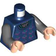 Visuel indicatif Rebrickable de Torse, pull, pois rose vif, flèches turquoise dar, motif : chemise gris bleuté foncé, bras gris bleuté foncé, mains nougat clair (Torso, Sweater, Bright Pink Dots, Dar Turquoise Arrows, Dark Bluish Grey Shirt Print, Dark Bluish Gray Arms, Light Nougat Hands)