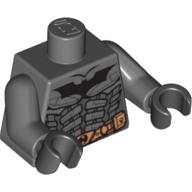 Torse, armure, logo Batman et motif imprimé ceinture jaune, bras gris bleuté foncé, mains noires (Torso, Armor, Batman Logo and Yellow Belt Print, Dark Bluish Gray Arms, Black Hands)