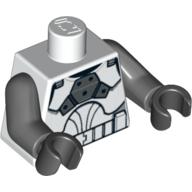 Torse, armure clone trooper clone tireur motif imprimé, bras gris bleuté foncé, mains noires (Torso, Armor Clone Trooper Clone Gunner Print, Dark Bluish Gray Arms, Black Hands)