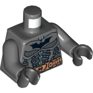 Visuel indicatif Rebrickable de Torse, armure avec logo Batman et motif imprimé ceinture de cuivre, bras gris bleuté foncé, mains noires (Torso, Armor with Batman Logo and Copper Belt Print, Dark Bluish Gray Arms, Black Hands)