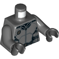 Visuel indicatif Rebrickable de Torse, armure, motif imprimé ceinture utilitaire, bras gris bleuté foncé, mains noires (Torso, Armour, Utility Belt Print, Dark Bluish Gray Arms, Black Hands)