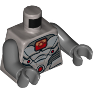Torse, armure, sport rouge et motif carré poitrine rouge et orange (Cyborg), bras et mains gris bleuté foncé (Torso, Armor, Red Sports, and Red and Orange Chest Square Print (Cyborg), Dark Bluish Gray Arms and Hands)