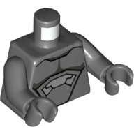 Visuel indicatif Rebrickable de Torse, armure, panneaux argentés, motif imprimé lignes noires, bras et mains gris bleuté foncé (Torso, Armor, Silver Panels, Black Lines Print, Dark Bluish Gray Arms and Hands)