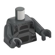 Torse, noir/gris clair modèle imprimé armure, bras et mains gris bleuté foncé (Torso, Black/Light Bluish Grey Armor Print, Dark Bluish Gray Arms and Hands)
