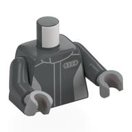 Visuel indicatif Rebrickable de Torse, combinaison de course, motif imprimé logo audi gris, bras gris bleuté foncé, mains gris bleuté clair (Torso, Racing Suit, Grey Audi Logo Print, Dark Bluish Gray Arms, Light Bluish Gray Hands)