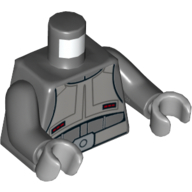 Torse, gilet, gris bleuté clair, sur veste, motif imprimé ceinture, bras gris bleuté foncé, mains gris bleuté clair (Torso, Vest, Light Bluish Gray, over Jacket, Belt Print, Dark Bluish Gray Arms, Light Bluish Gray Hands)