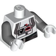 Visuel indicatif Rebrickable de Torse, armure avec panneau de poitrine avec des boutons et des tubes motif imprimé (AT-AT conducteur), bras gris bleuté foncé, mains blanches (Torso, Armor with Chest Panel with Buttons and Tubes Print (AT-AT Driver), Dark Bluish Gray Arms, White Hands)
