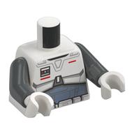 Torse, Armure Commando Impériale, Armure Bleu Sable, Ceinture utilitaire, Marquage Rouge imprimé, bras gris bleuté foncé, mains blanches (Torso, Imperial Commando Armor, Sand Blue Armor, Utility Belt, Red Markings Print, Dark Bluish Gray Arms, White Hands)