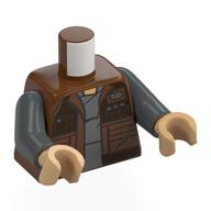 Visuel indicatif Rebrickable de Torse, veste, poches, chemise gris bleuté foncé imprimé, bras gris bleuté foncé, mains beige chaud (Torso, Jacket, Pockets, Dark Bluish Grey Shirt Print, Dark Bluish Gray Arms, Warm Tan Hands)