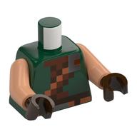 Visuel indicatif Rebrickable de Torse, bracelet brun rougeâtre pixelisé/orange foncé, motif imprimé os blanc, bras nougat, mains brun foncé (Torso, Pixelated Reddish Brown/Dark Orange Strap, White Bone Print, Nougat Arms, Dark Brown Hands)