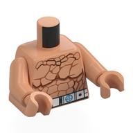 Torse, poitrine nue avec surface rocheuse, motif : ceinture blanche, bras et mains nougat (Torso, Bare Chest with Rock Surface, White Belt Print, Nougat Arms and Hands)
