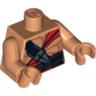 Torse, Muscles, ceinture rouge et couteau de cérémonie imprimé, bras et mains nougat (Torso, Muscles, Red Sash and Ceremonial Knife Print, Nougat Arms and Hands)