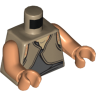 Torse, tunique, gris bleuâtre foncé / marron clair Couches imprimées (Gungan), bras et mains nougat (Torso, Tunic, Dark Bluish Gray / Light Brown Layers Print (Gungan), Nougat Arms and Hands)