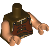 Visuel indicatif Rebrickable de Torse, Gilet avec ceinture en or devant et dos imprimé (Gungan), bras et mains nougat (Torso, Vest with Gold Belt Front and Back Print (Gungan), Nougat Arms and Hands)