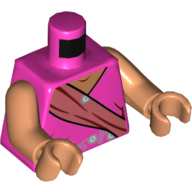 Visuel indicatif Rebrickable de Torse, sari avec écharpe corail motif imprimé, bras et mains nougat (Torso, Sari with Coral Shoulder Sash Print, Nougat Arms and Hands)