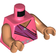 Visuel indicatif Rebrickable de Torse, sari avec ceinture à l'épaule rose foncé motif imprimé, bras et mains nougat (Torso, Sari with Dark Pink Shoulder Sash Print, Nougat Arms and Hands)