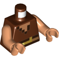 Torse, gilet et ceinture pixelisés, marron foncé et Nougat carrés motif imprimé, bras et mains nougat (Torso, Pixelated Vest and Belt, Dark Brown and Nougat Squares Print, Nougat Arms and Hands)