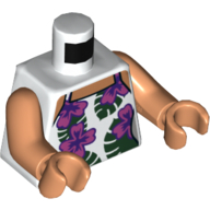 Visuel indicatif Rebrickable de Torse, gilet haut, rose foncé et fleurs violet foncé, nougat cou motif imprimé, bras et mains nougat (Torso, Vest Top, Dark Pink and Dark Purple Flowers, Nougat Neck Print, Nougat Arms and Hands)