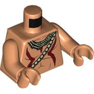 Torse, poitrine nue, peinture rouge foncé, collier, bracelet de perles motif imprimé, bras et mains nougat (Torso, Bare Chest, Dark Red Paint, Necklace, Bead Strap Print, Nougat Arms and Hands)