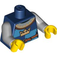 Torse, Couronne d'or sur bleu foncé, quartiers bleu moyen, motif : col, bras gris bleuté clair, mains jaunes (Torso, Gold Crown on Dark Blue, Medium Blue Quarters, Collar Print, Light Bluish Gray Arms, Yellow Hands)