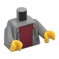 Torse, sweat à capuche, ouvert sur motif imprimé rouge foncé, bras gris bleuté clair, mains jaunes (Torso, Hoodie, Open over Dark Red Undershirt Print, Light Bluish Gray Arms, Yellow Hands)