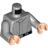 Visuel indicatif Rebrickable de Torse, uniforme d'équipage impérial avec motif imprimé ceinture noire, bras gris bleuté clair, mains nougat clair (Torso, Imperial Crew Uniform with Black Belt Print, Light Bluish Gray Arms, Light Nougat Hands)