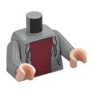 Visuel indicatif Rebrickable de Torse, sweat à capuche, ouvert sur motif imprimé sous-chemise rouge foncé, bras gris bleuté clair, mains nougat clair (Torso, Hoodie, Open over Dark Red Undershirt Print, Light Bluish Gray Arms, Light Nougat Hands)
