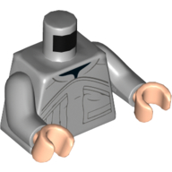 Visuel indicatif Rebrickable de Torse, tunique avec motif imprimé grandes poches (Ugnaught), bras gris bleuté clair, mains nougat clair (Torso, Tunic with Large Pockets Print (Ugnaught), Light Bluish Gray Arms, Light Nougat Hands)
