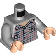 Visuel indicatif Rebrickable de Torse, Chemise à carreaux avec poches et boutons imprimés, bras gris bleuté clair, mains nougat clair (Torso, Plaid Shirt with Pockets and Buttons Print, Light Bluish Gray Arms, Light Nougat Hands)