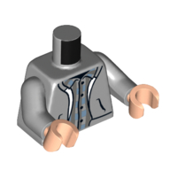 Visuel indicatif Rebrickable de Torse, sweat à capuche, chemise à carreaux gris foncé bleuté imprimé, bras gris bleuté clair, mains nougat clair (Torso, Hoodie, Dark Bluish Grey Plaid Shirt Print, Light Bluish Gray Arms, Light Nougat Hands)