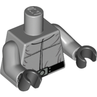 Visuel indicatif Rebrickable de Torse, combinaison, plissée, motif : ceinture noire et boucle argentée, bras gris bleuté clair, mains noires (Torso, Jumpsuit, Wrinkly, Black Belt and Silver Buckle Print, Light Bluish Gray Arms, Black Hands)