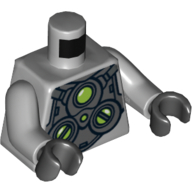 Visuel indicatif Rebrickable de Torse, armure aux cercles de vert citron imprimé (Doc Ock), bras gris bleuté clair, mains noires (Torso, Armor with Lime Circles Print (Doc Ock), Light Bluish Gray Arms, Black Hands)
