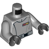Visuel indicatif Rebrickable de Torse, Veste avec ceinture noire et badge de rang motif imprimé (officier impérial), bras gris bleuté clair, mains noires (Torso, Jacket with Black Belt and Rank Badge Print (Imperial Officer), Light Bluish Gray Arms, Black Hands)