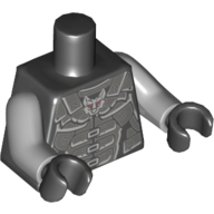 Torse, armure, gris bleuté foncé avec tête de loup Motif imprimé emblème, bras gris bleuté clair, mains noires (Torso, Armor, Dark Bluish Gray with Wolf Head Emblem Print, Light Bluish Gray Arms, Black Hands)