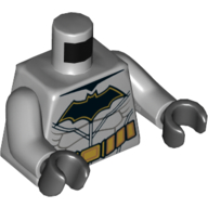 Torse, Muscles, Ceinture utilitaire or, Noir avec contour or Batman Logo imprimé, bras gris bleuté clair, mains noires (Torso, Muscles, Gold Utility Belt, Black with Gold Outline Batman Logo Print, Light Bluish Gray Arms, Black Hands)