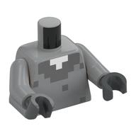 Torse, Fourrure, Gris Foncé et Blanc Motif imprimé carrés, bras gris bleuté clair, mains gris bleuté foncé (Torso, Fur, Dark Bluish Gray and White Squares Print, Light Bluish Gray Arms, Dark Bluish Gray Hands)