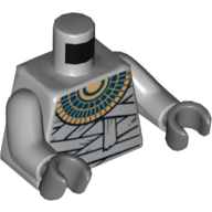 Torse, emballage de bandage et collier en or imprimé (guerrier maman), bras gris bleuté clair, mains gris bleuté foncé (Torso, Bandage Wrapping and Gold Necklace Print (Mummy Warrior), Light Bluish Gray Arms, Dark Bluish Gray Hands)