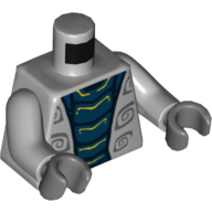 Visuel indicatif Rebrickable de Torse, poitrine nue, motif imprimé estomac serpent bleu foncé, bras gris bleuté clair, mains gris bleuté foncé (Torso, Bare Chest, Dark Blue Snake Stomach Print, Light Bluish Gray Arms, Dark Bluish Gray Hands)