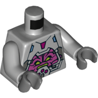 Torse, Robot avec armure, Kraang et harnais de contrôle imprimé, bras gris bleuté clair, mains gris bleuté foncé (Torso, Robot with Armor, Kraang and Control Harness Print, Light Bluish Gray Arms, Dark Bluish Gray Hands)