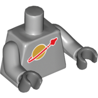 Torse, motif imprimé logo espace classique, bras gris bleuté clair, mains gris bleuté foncé (Torso, Classic Space Logo Print, Light Bluish Gray Arms, Dark Bluish Gray Hands)