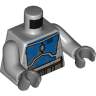 Torse, armure, plastron bleu, ceinture gris bleuté foncé imprimé, bras gris bleuté clair, bras gris bleuté foncé (Torso, Armor, Blue Chestplate, Dark Bluish Gray Belt Print, Light Bluish Gray Arms, Dark Bluish Gray Arms)