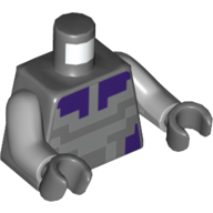 Torse, armure, motif imprimé argent pixellisé et violet foncé, bras gris bleuté clair, mains gris bleuté foncé (Torso, Armor, Pixelated Silver and Dark Purple Print, Light Bluish Gray Arms, Dark Bluish Gray Hands)